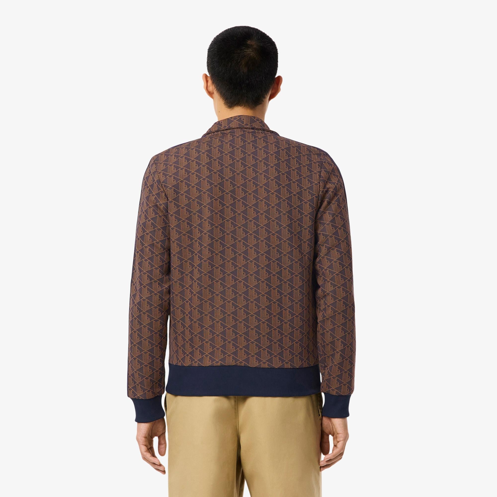 Mens Lacoste Paris Jacquard Monogram Zipped Sweatshirt Velvet